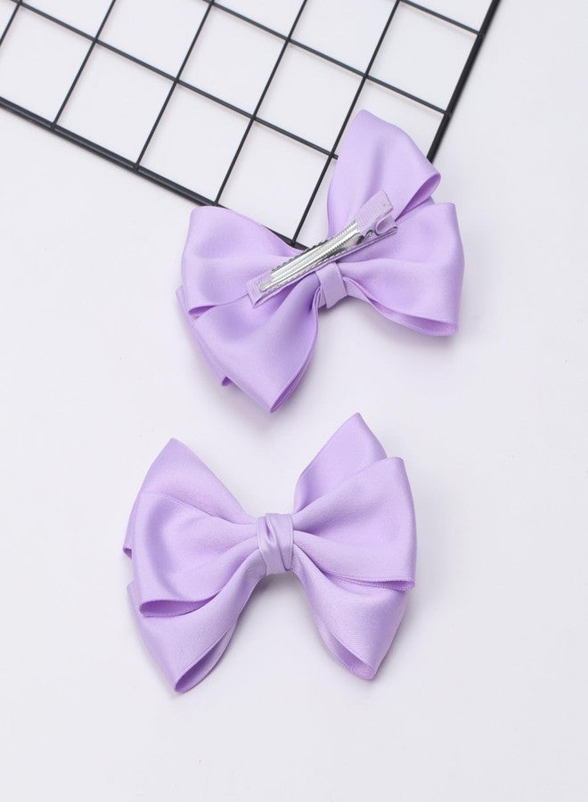 Zolyco Large Big 6 Inch Hair Bows Thick Ribbon Boutique Alligator Clips Hair Accessories for Women Girls Toddlers Kids Teens 2 Pcs(Light Purple) - Image 5